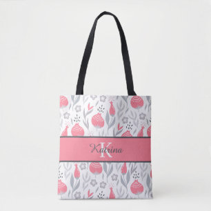 Tela Bolso de mano con flores monogramadas
