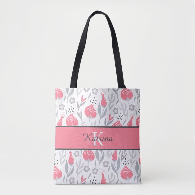 Tela Bolso de mano con flores monogramadas (Anverso)