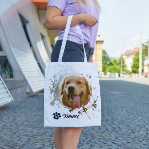 Tela Bolso de mano con foto de mascota personalizada co