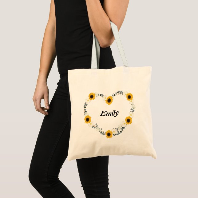 Tela Bolso de mano con girasoles y nombre (Anverso (producto))