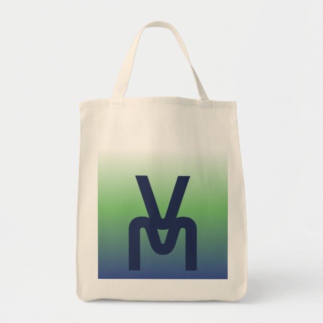 Tela Bolso de mano con gradiente azul y verde de monogr (Frente)
