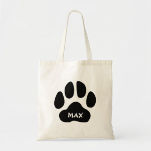 Tela Bolso de mano con huella de pata y nombre