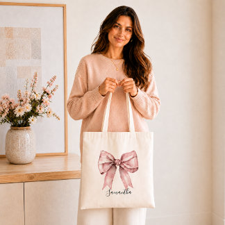 Tela bolso de mano con lazo rosa