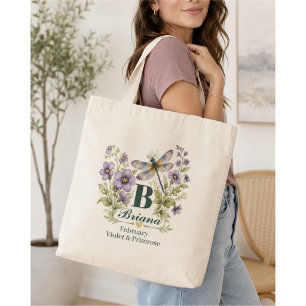Tela Bolso de mano con libélula de flor de nacimiento d