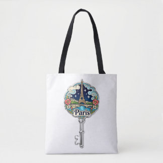Tela Bolso de mano con llave vintage de la Torre Eiffel