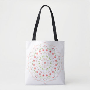 Tela Bolso de mano con mandala floral de melocotón