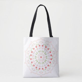 Tela Bolso de mano con mandala floral de melocotón
