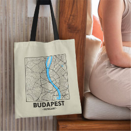 Tela Bolso de mano con mapa de la ciudad de Budapest, H