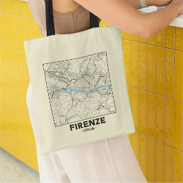 Tela Bolso de mano con mapa de la ciudad de Florencia,