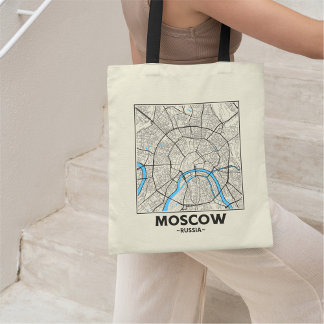 Tela Bolso de mano con mapa de la ciudad de Moscú, Rusi