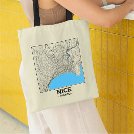Tela Bolso de mano con mapa de la ciudad de Niza, Franc