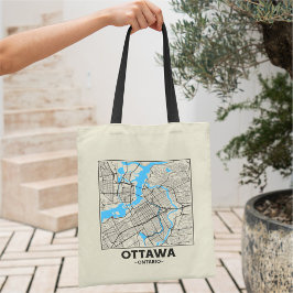 Tela Bolso de mano con mapa de la ciudad de Ottawa, Ont