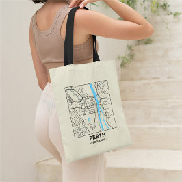 Tela Bolso de mano con mapa de la ciudad de Perth, Esco