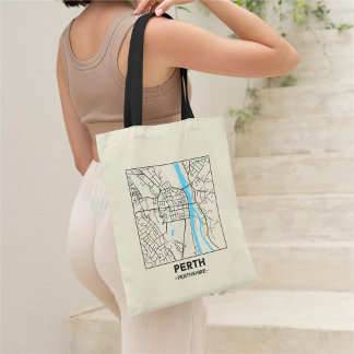 Tela Bolso de mano con mapa de la ciudad de Perth, Esco