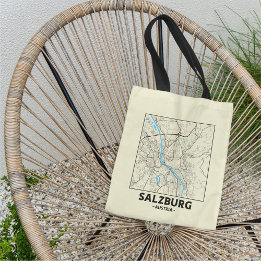 Tela Bolso de mano con mapa de la ciudad de Salzburgo,