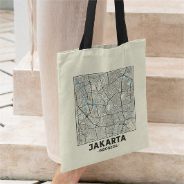Tela Bolso de mano con mapa de la ciudad de Yakarta, In