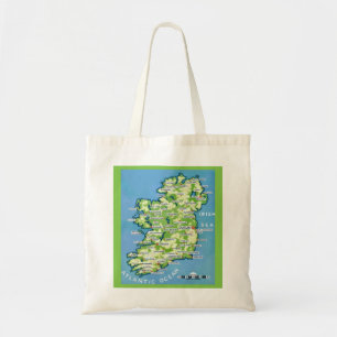 Tela Bolso de mano con mapa vintage de Irlanda