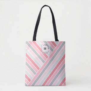 Tela Bolso de mano con monograma a rayas en tonos de ro