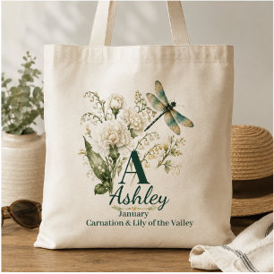 Tela Bolso de mano con monograma de flor de nacimiento 
