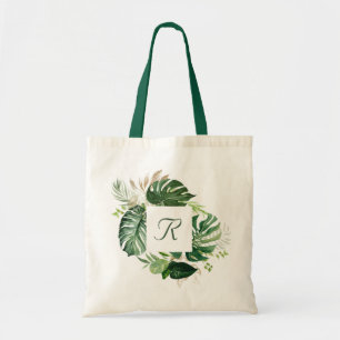 Tela Bolso de mano con monograma de hojas de palma trop