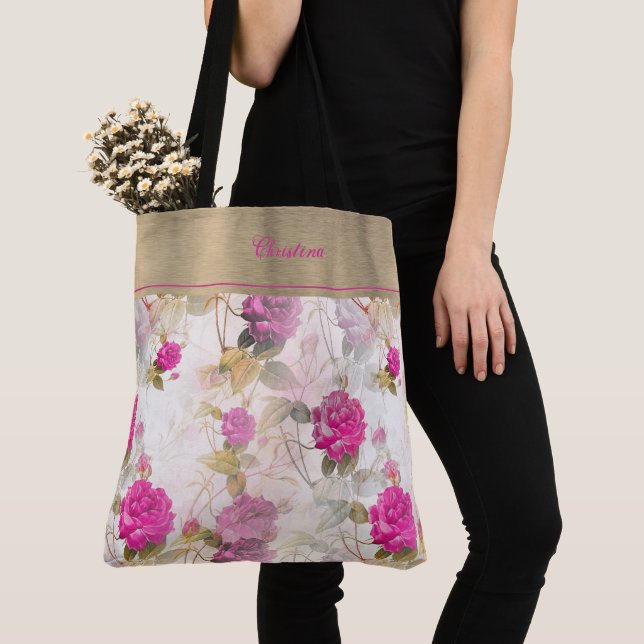 Tela Bolso de mano con monograma de Rosa de moda (Detalle)