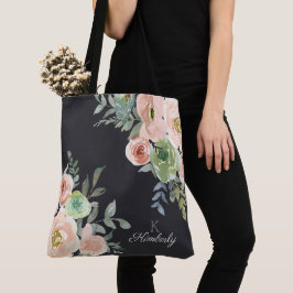 Tela Bolso de mano con monograma inicial verde melocotó