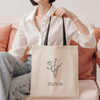 Tela Bolso de mano con nombre de dama de honor de flor