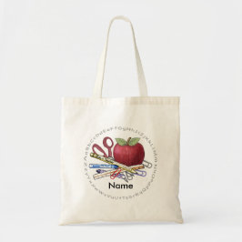 Tela Bolso de mano con nombre personalizado de Teacher 