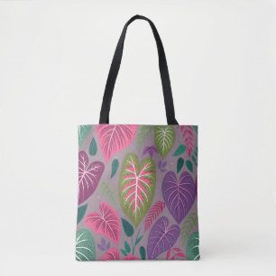 Tela Bolso de mano con patrón de hoja de corazón tropic