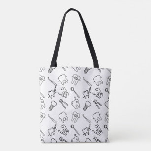 Tela Bolso de mano con patrón de iconos dentales minima