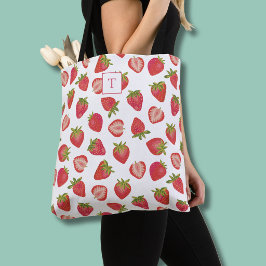 Tela Bolso de mano con patrón de monograma de fresa