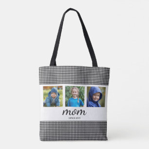 Tela Bolso de mano con tres fotos de mamá