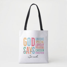 Tela Bolso de mano con versículo de la Biblia cristiano