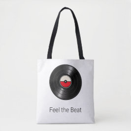 Tela Bolso de mano con vinilo retro "Feel the Beat"