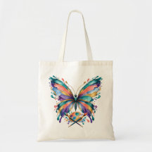 Bolso de mano de acuarela de mariposa de artista c