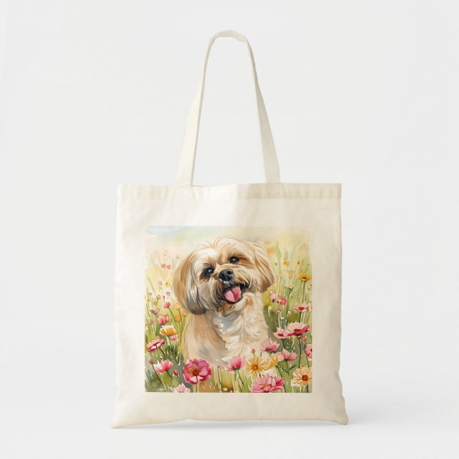 Tela Bolso de mano de acuarela Lhasa Apso (Frente)