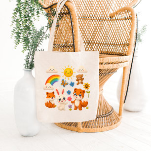 Tela Bolso de mano de amigos animales del arco iris sol