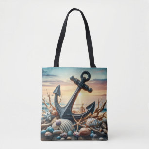 Tela Bolso de mano de ancla náutica