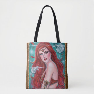 Tela Bolso de mano de arte de fantasía de Sirena Roja p