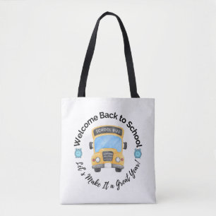 Tela Bolso de mano de autobús escolar de acuarela