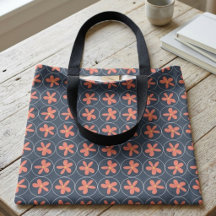 Bolso de mano de azulejo floral Navy y Coral Retro