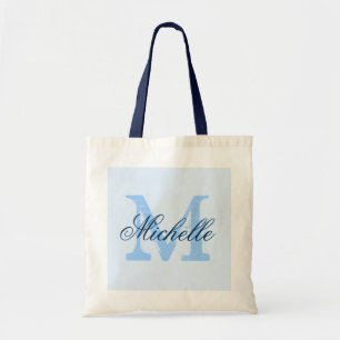 Tela Bolso de mano de boda con monograma en azul pastel
