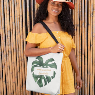 Tela Bolso de mano de boda de hoja de palma tropical