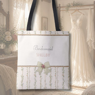 Tela Bolso de mano de dama de honor floral Cottagecore