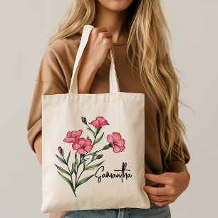 Tela Bolso de mano de flores de acuarela personalizado 