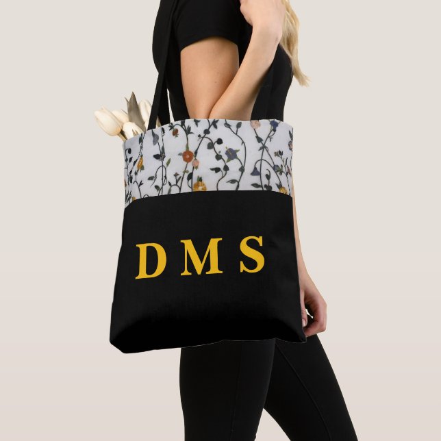Tela Bolso de mano de flores personalizadas con enredad (Detalle)