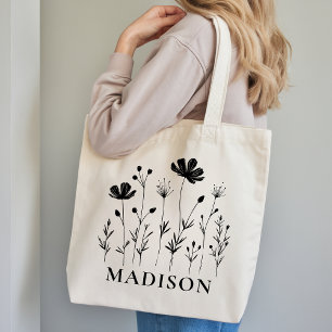 Tela Bolso de mano de flores silvestres personalizado r