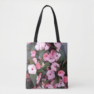 Tela Bolso de mano de jardín floral rosa   Reu de flor 