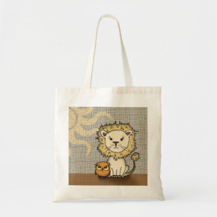 Tela Bolso de mano de León y Búho Adorable