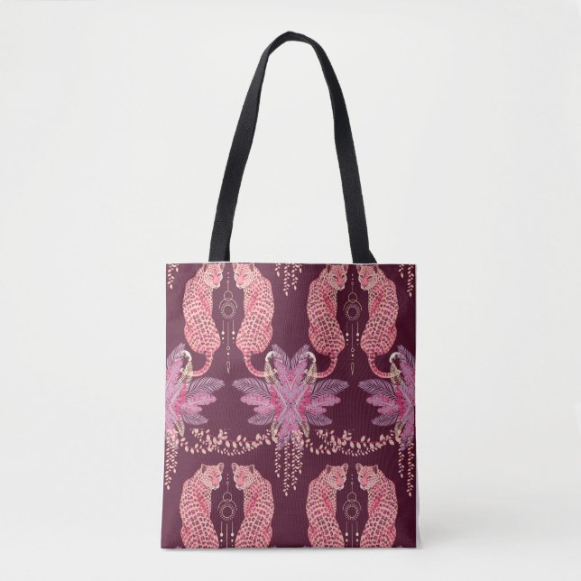 Tela Bolso de mano de leopardos rosas (Anverso)